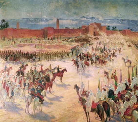 Wejście generała Lyauteya (1854-1934) i generała Mangina (1862-1925) do Marrakeszu w latach 1912, 1915